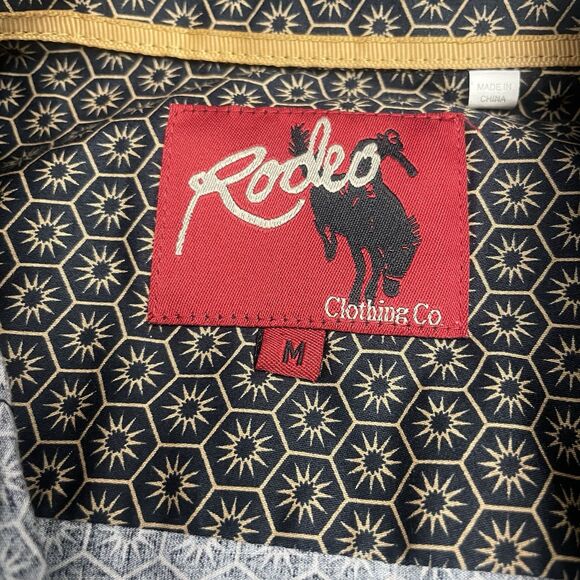 Rodeo Clothing Co. Western Plaid Pearl Snap Shirt Men’s Medium Brown Hexagon - Picture 10 of 12